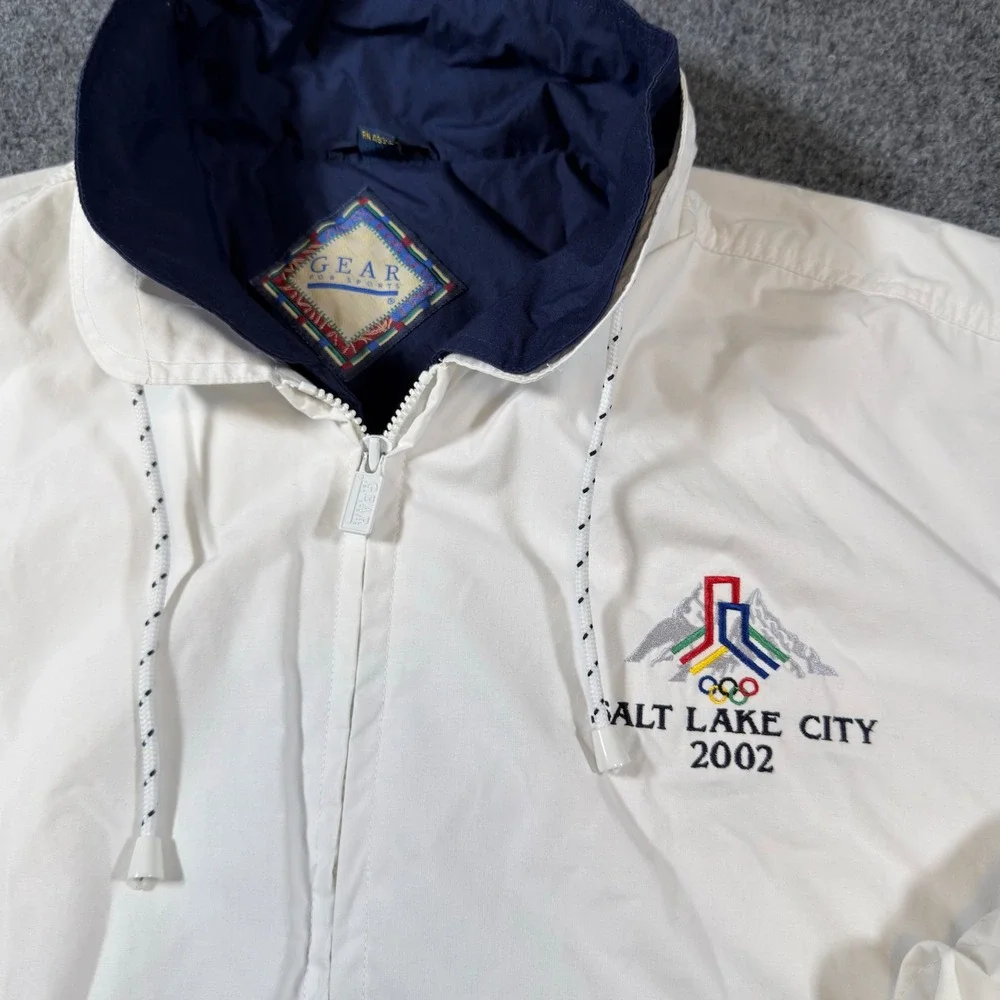 Gear For Sports 2002 Winter Olympics Windbreaker Jacket Small White Vintage